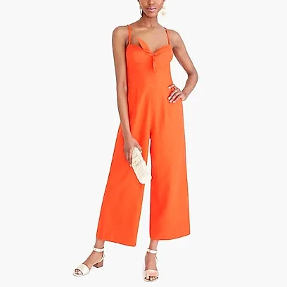 J CREW-TIE-FRONT JUMPSUIT IN LINEN-COTTON