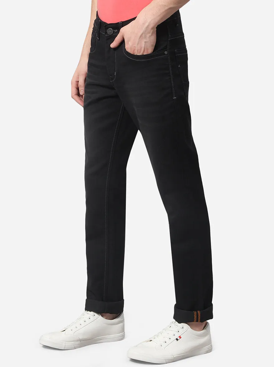 Jet Black Washed Straight Fit Jeans | JadeBlue