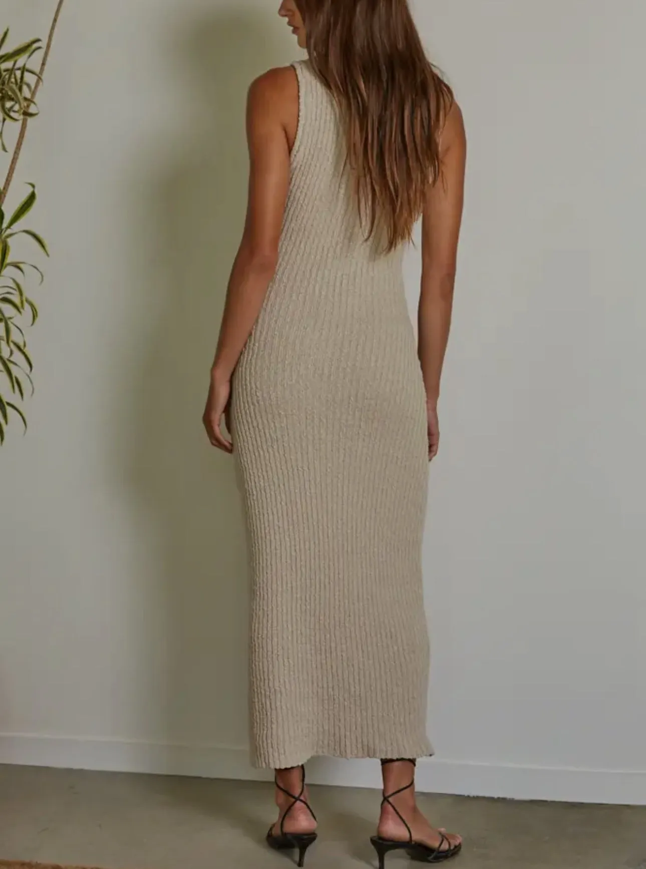 Knit Dress Ribbed Sleeveless BodyCon in Dove Grey By Together