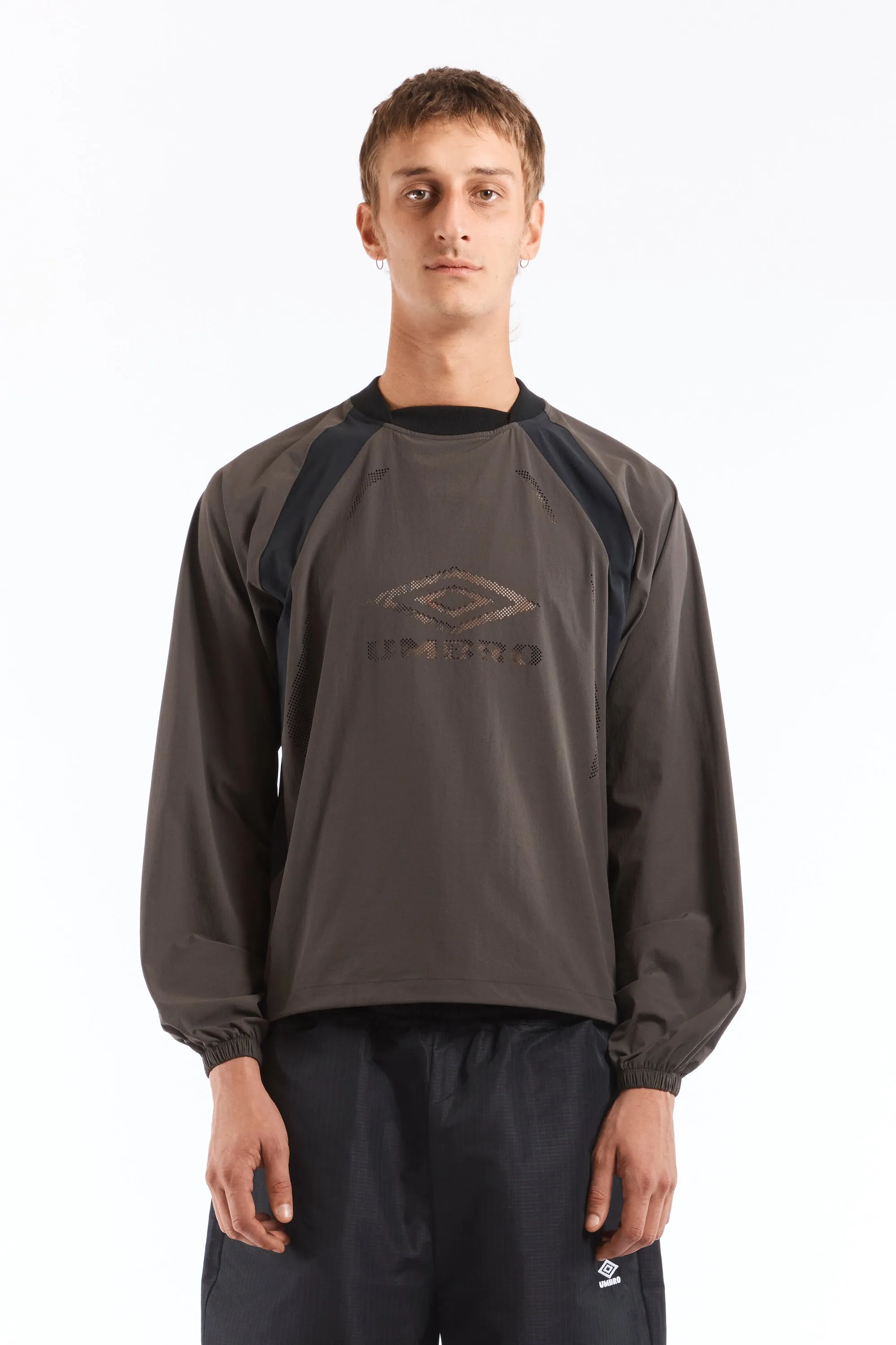 Lasered Nylon Crewneck Grey Black