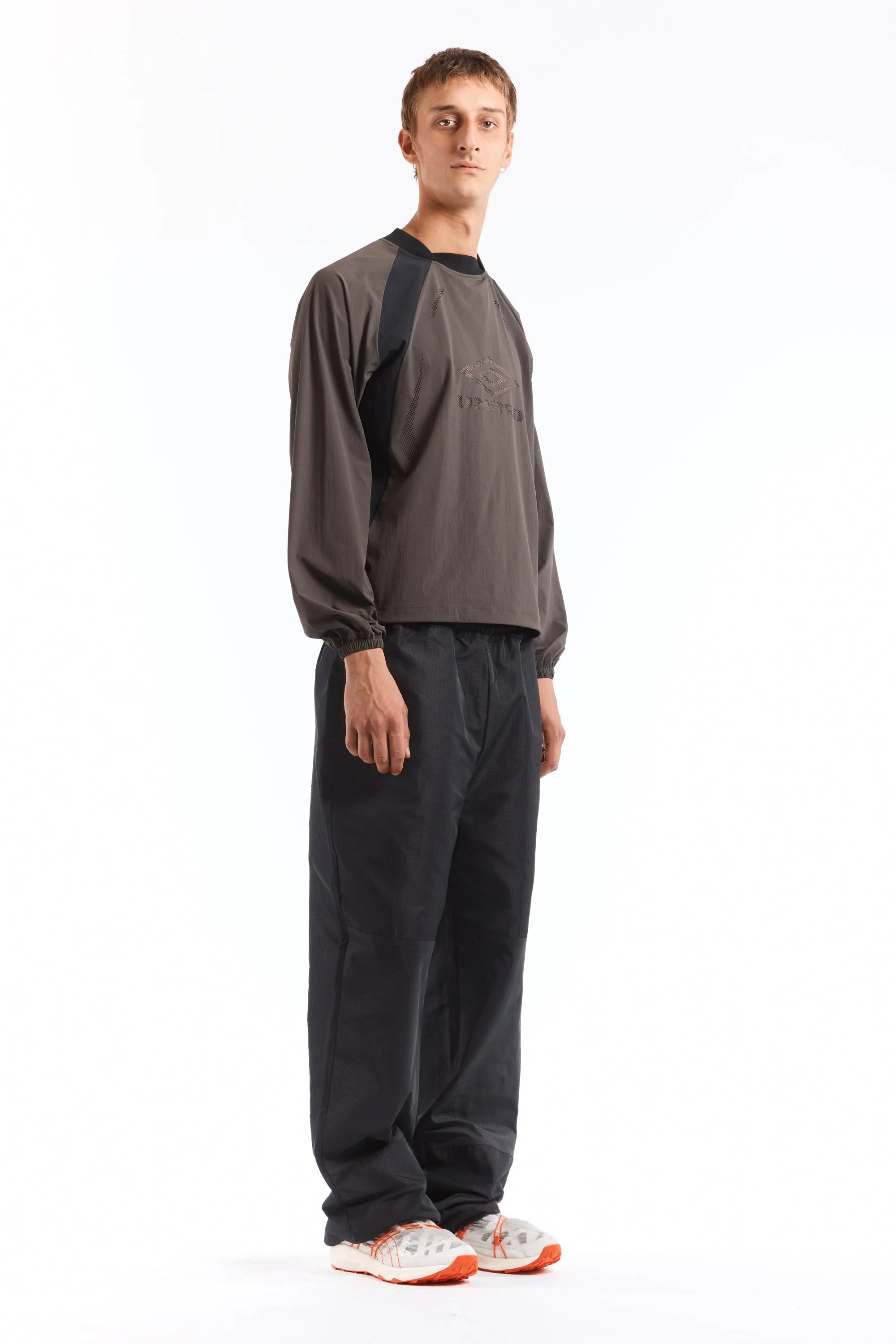 Lasered Nylon Crewneck Grey Black