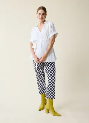 Lightweight Popover Waist Tie Maternity Shirt