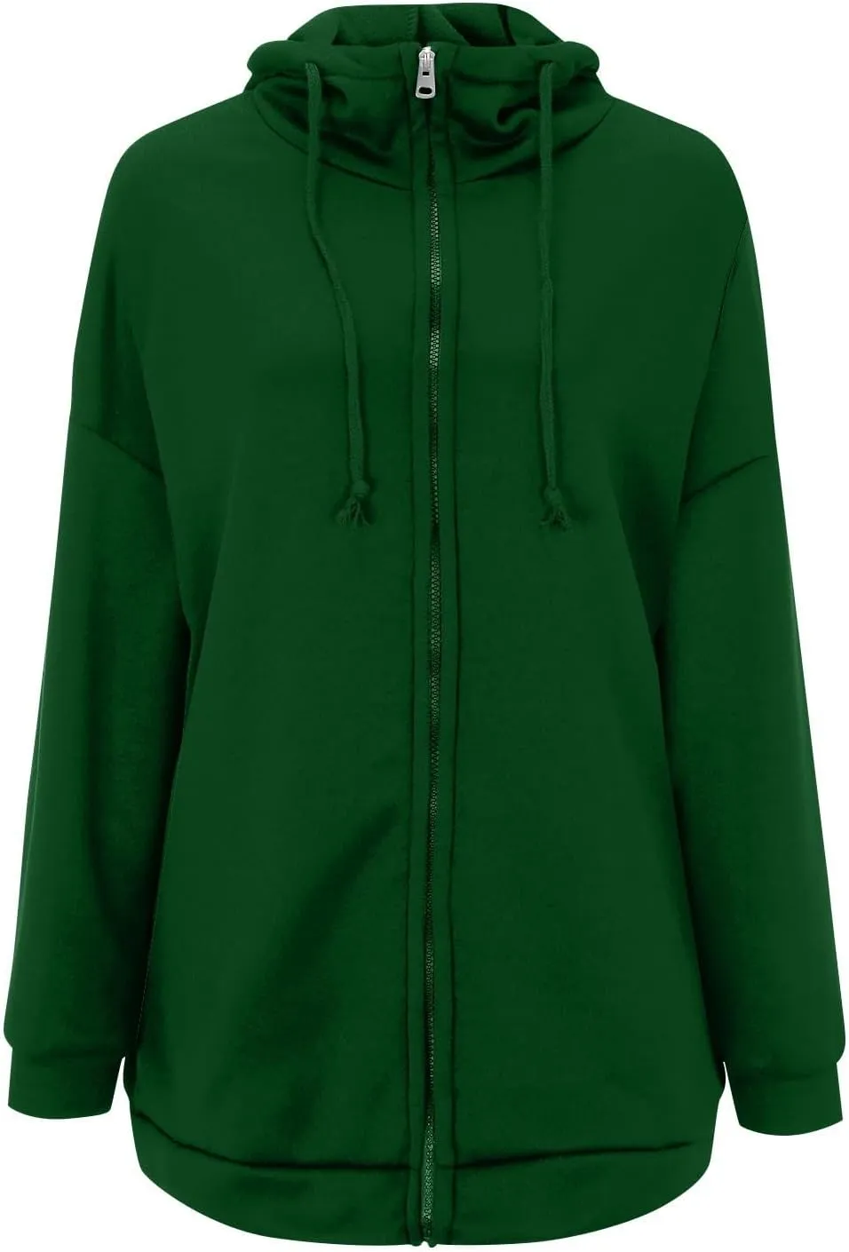 Long Zip Up Hoodies for Women Casual Long Sleeve Hooded Fleece Jackets Loose Fit Tunic Fall Sweatshirts with Pockets