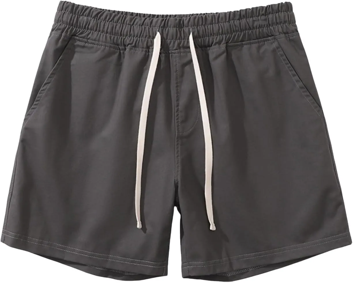 Men Shorts Slim Fit Flat Front Stretch Casual Short Shorts Outdoor Athletic Workout Running Comfy Activewear Pants