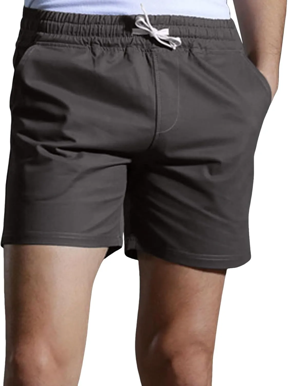 Men Shorts Slim Fit Flat Front Stretch Casual Short Shorts Outdoor Athletic Workout Running Comfy Activewear Pants