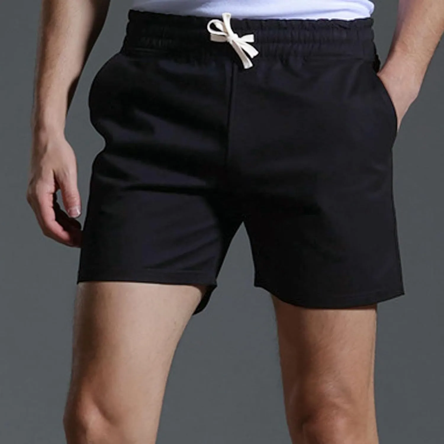 Men Shorts Slim Fit Flat Front Stretch Casual Short Shorts Outdoor Athletic Workout Running Comfy Activewear Pants