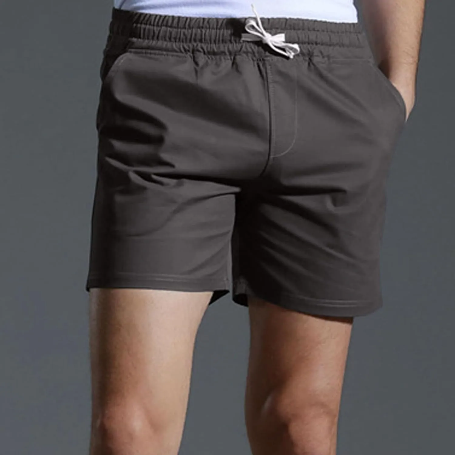 Men Shorts Slim Fit Flat Front Stretch Casual Short Shorts Outdoor Athletic Workout Running Comfy Activewear Pants