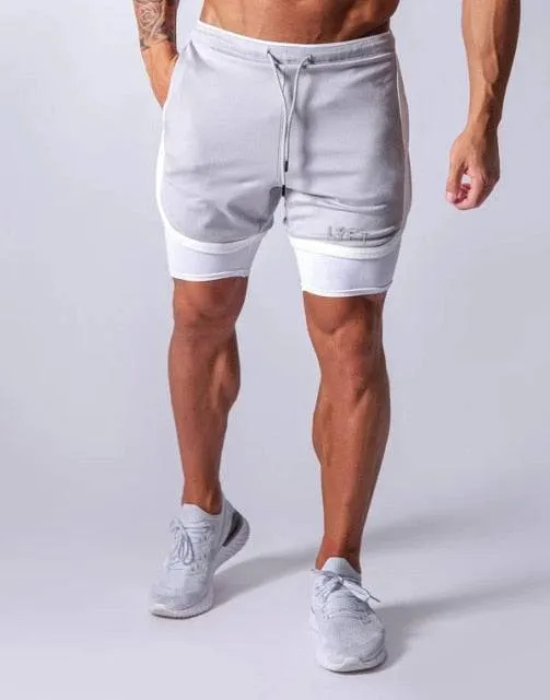 Mens 2-in-1 Running Shorts | Quick Dry Fitness Jogging Shorts