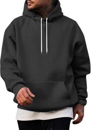 Mens Hoodies Pullover Loose Fit Collar Drawstring Hoodies Pullover Sweatshirts Casual Long Sleeve Shirts With Pockets