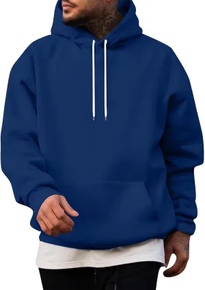 Mens Hoodies Pullover Loose Fit Collar Drawstring Hoodies Pullover Sweatshirts Casual Long Sleeve Shirts With Pockets