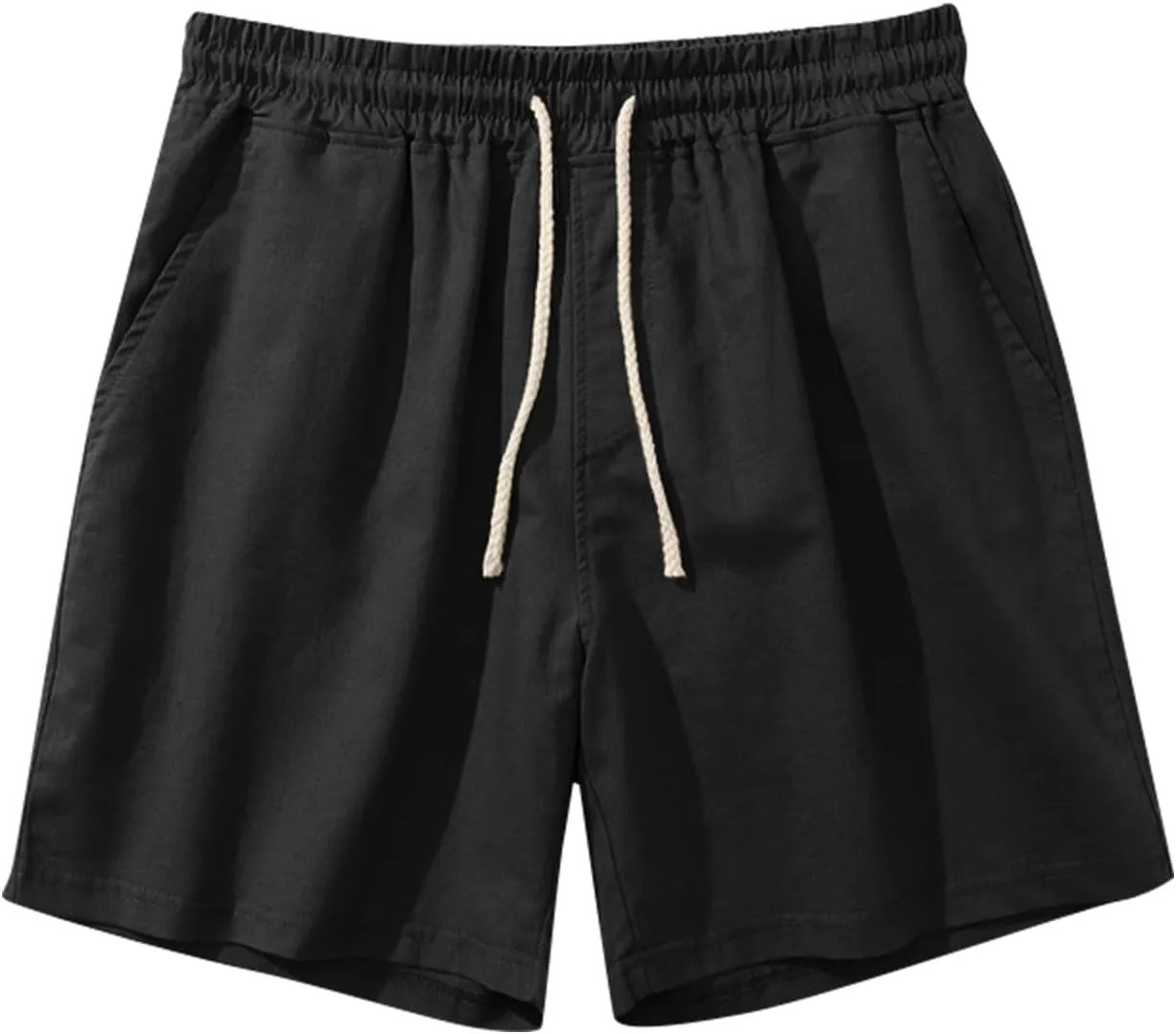 Men's Linen Shorts Casual Cotton Lightweight Elastic Waist Drawstring 2025 Summer Shorts with Pockets