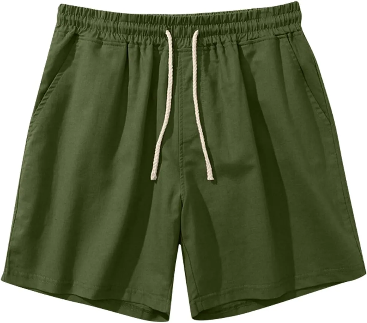 Men's Linen Shorts Casual Cotton Lightweight Elastic Waist Drawstring 2025 Summer Shorts with Pockets