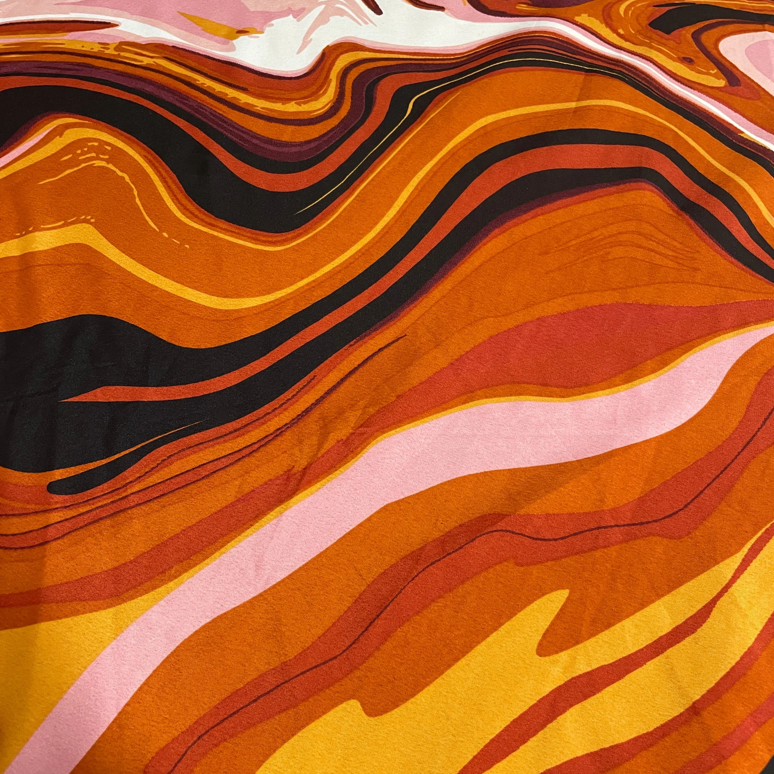 Multicolor Abstract Print Satin Fabric