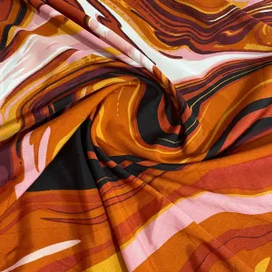 Multicolor Abstract Print Satin Fabric