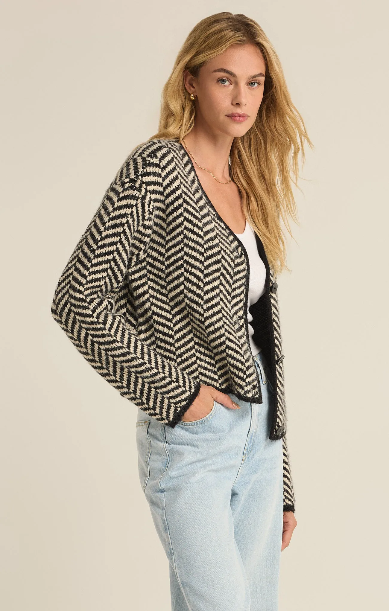 Noemi Herringbone Cardigan