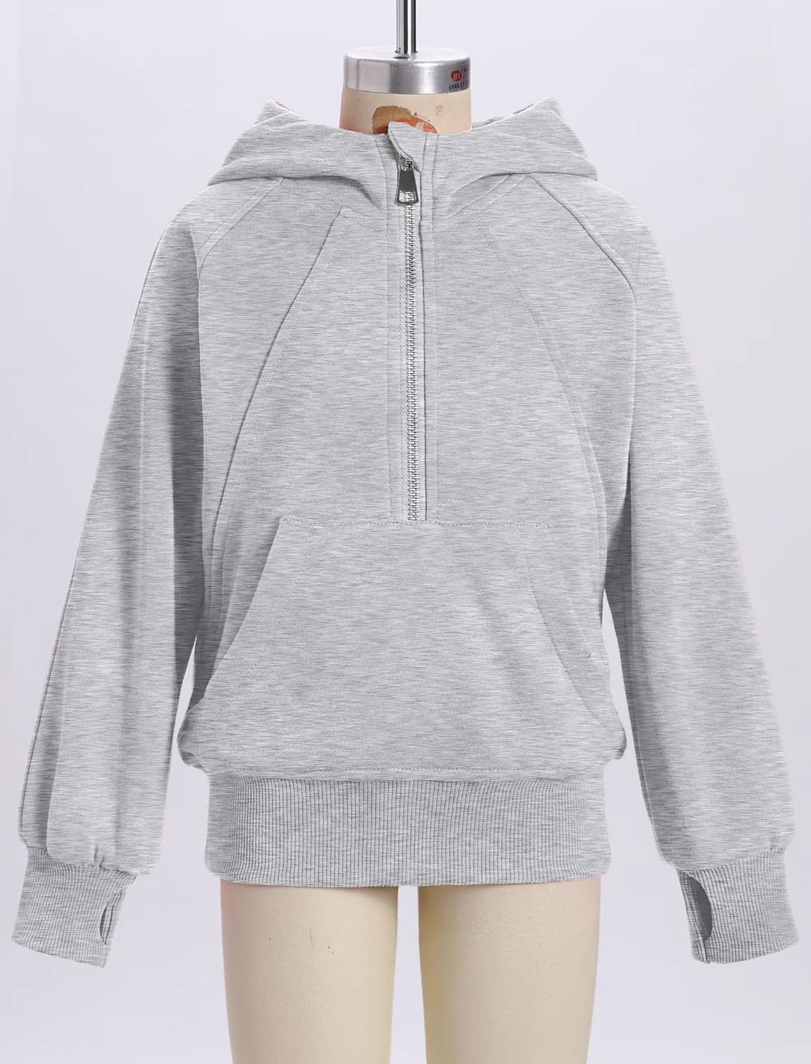 OBEEII Little Girls Sweatshirt Fleece Long Sleeve Zip Up Hoodies Half Zipper Sweatshirt with Pockets Fall Winter Pullover Top