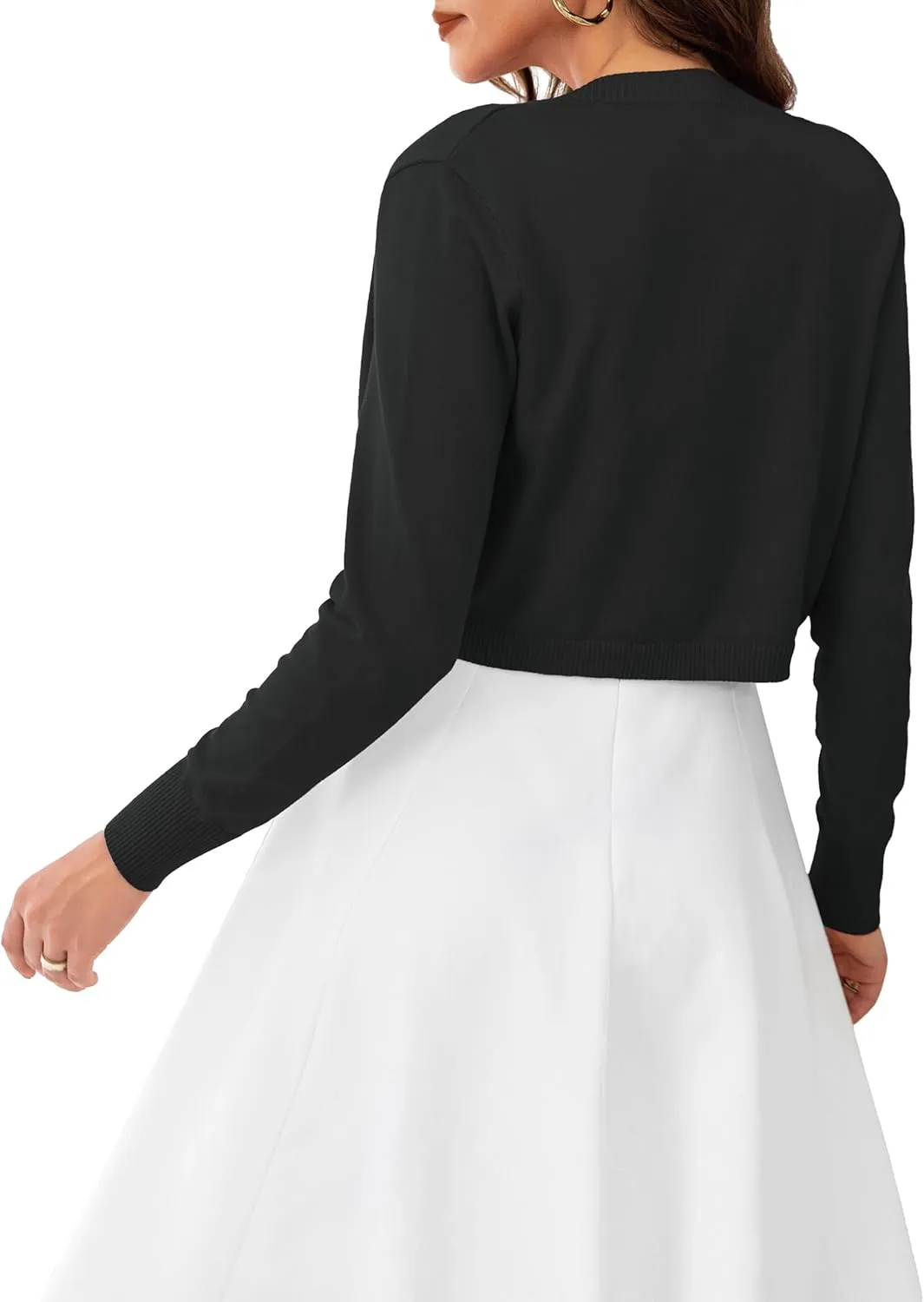 OmicGot Women's Long Sleeve Cropped Cardigan Sweaters Open Front Bolero Shrug for Dresses S-XL
