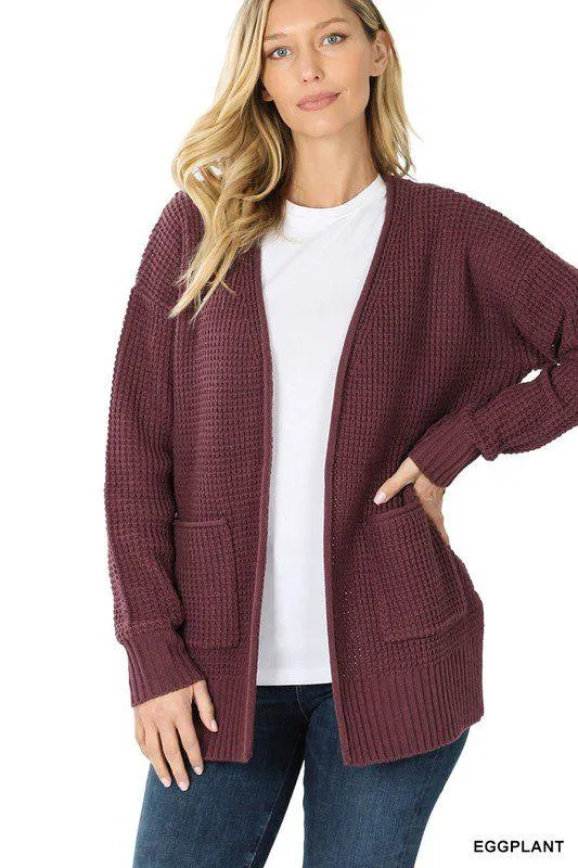 Open Waffle Knit Cardigan
