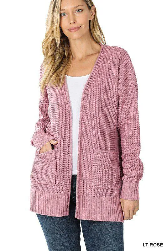 Open Waffle Knit Cardigan