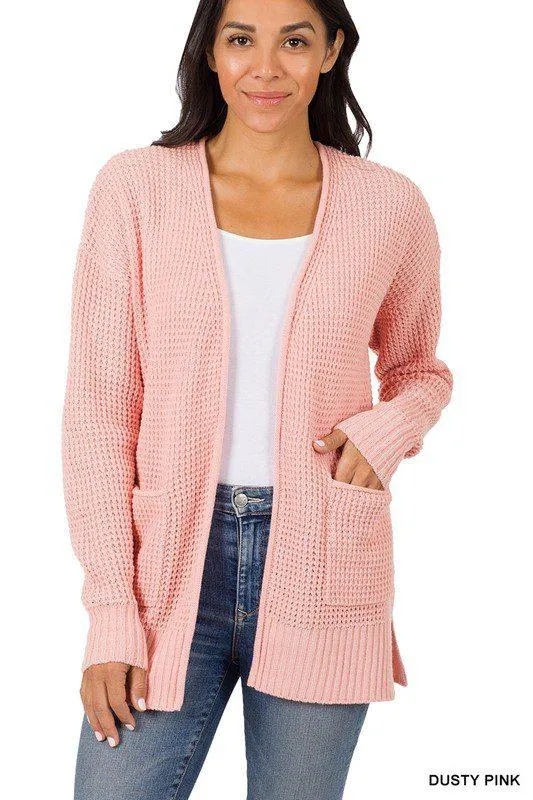 Open Waffle Knit Cardigan