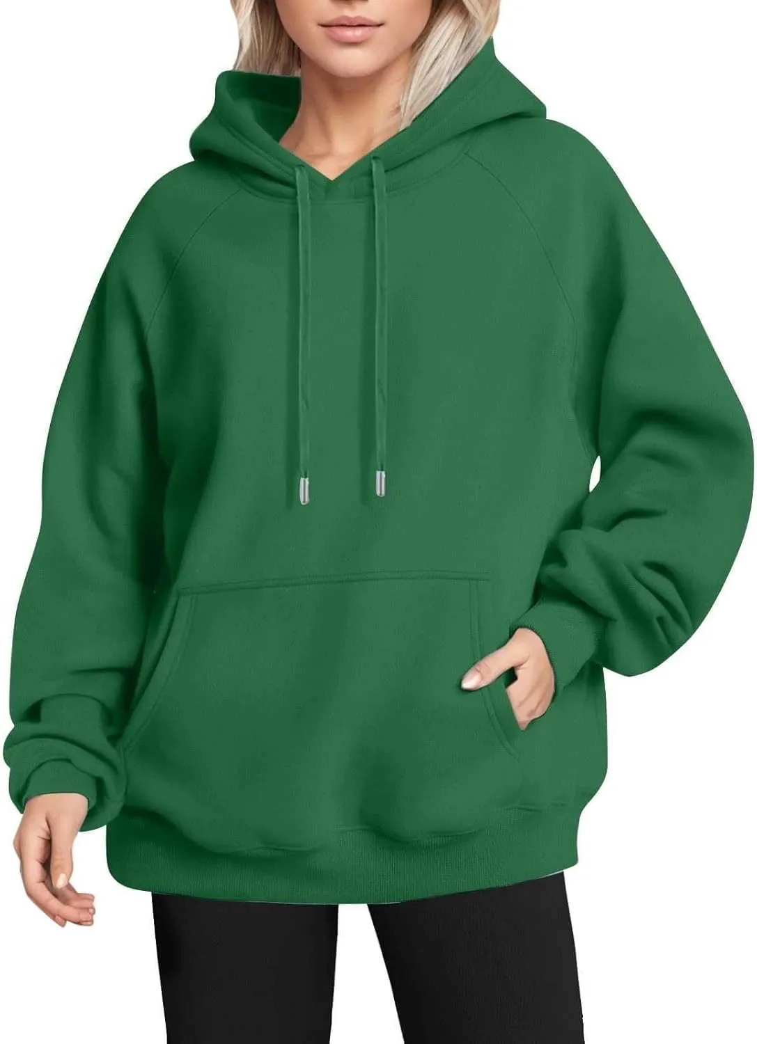 Oversized Hoodies for Women Fleece Plain Hooded Sweatshirts with Pocket Casual Drawstring Pullover Sweaters Y2k Tops