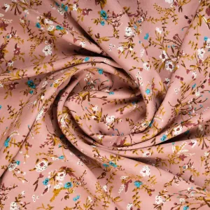 Peach Pink Ditsy Floral Print Rayon Fabric