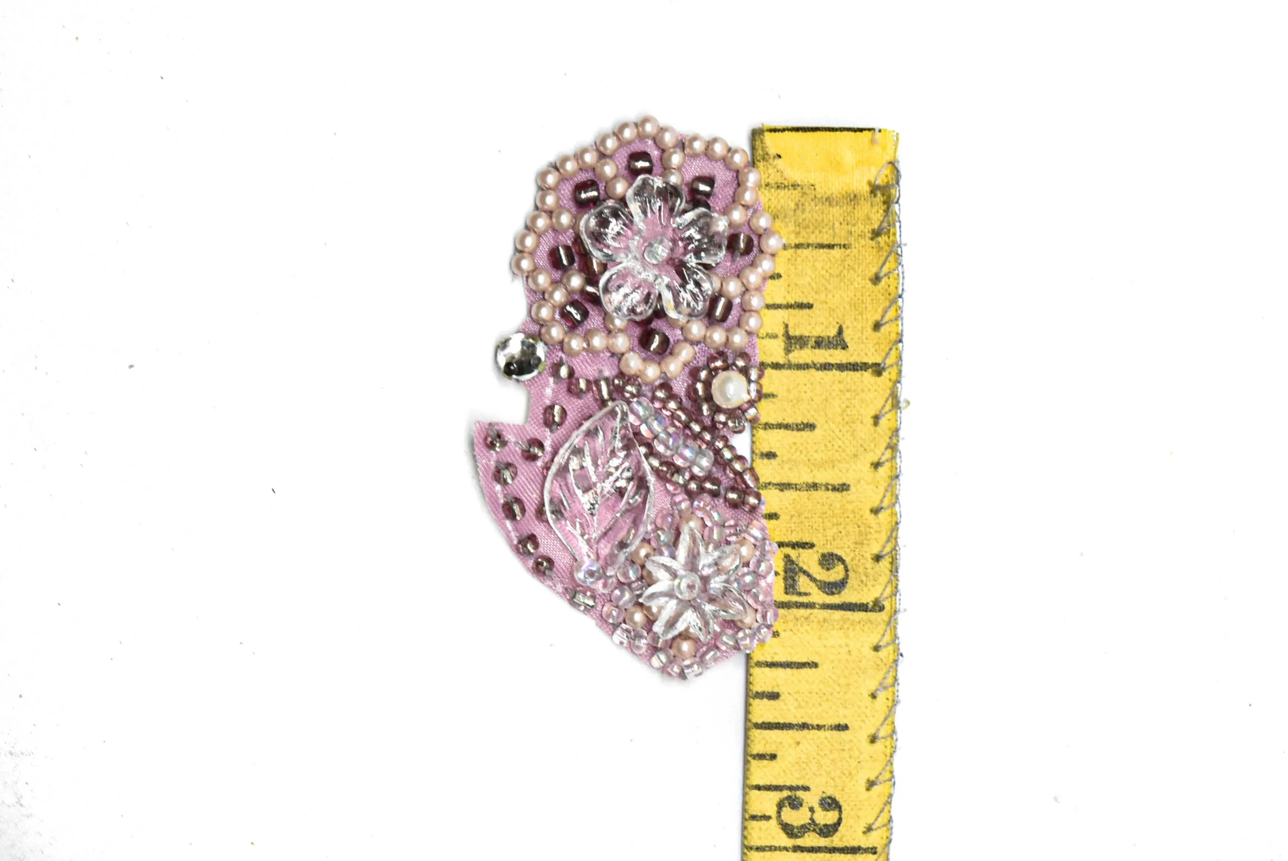 Pink Flower Applique with Beads and Pearls | Pink Pearl Flower Applique with Beads | Pink Beaded Flower Applique