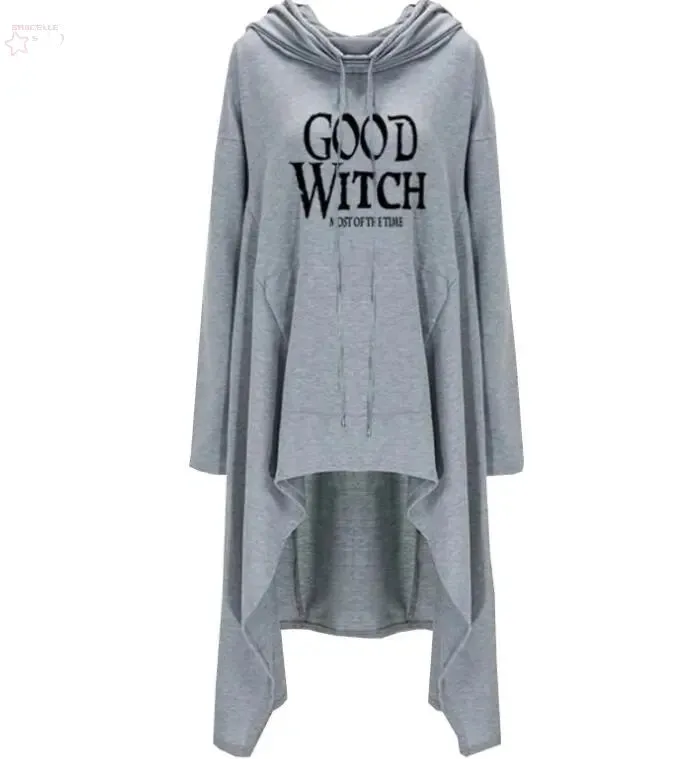"Women’s Letter Print Hoodie – Long Irregular Sweatshirt"