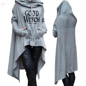 "Women’s Letter Print Hoodie – Long Irregular Sweatshirt"
