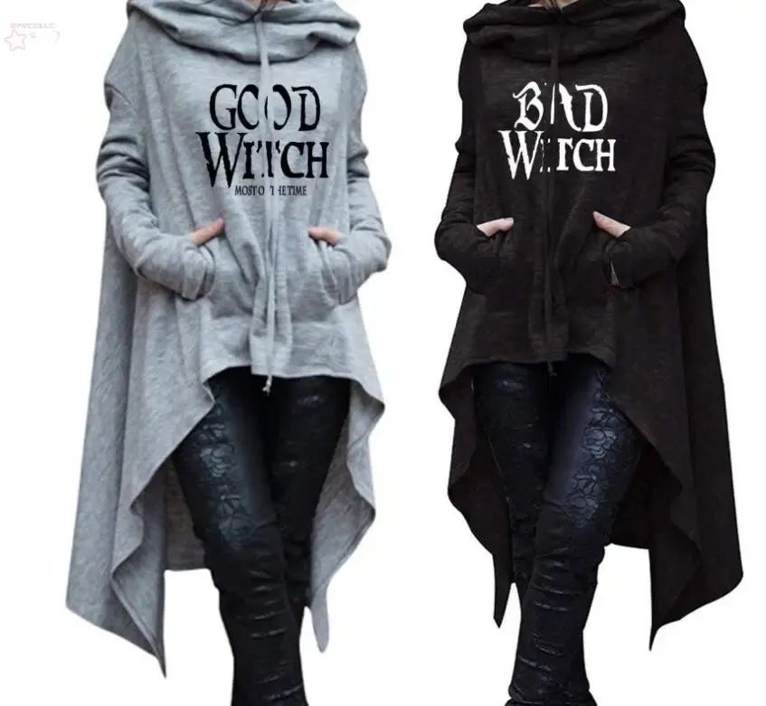"Women’s Letter Print Hoodie – Long Irregular Sweatshirt"