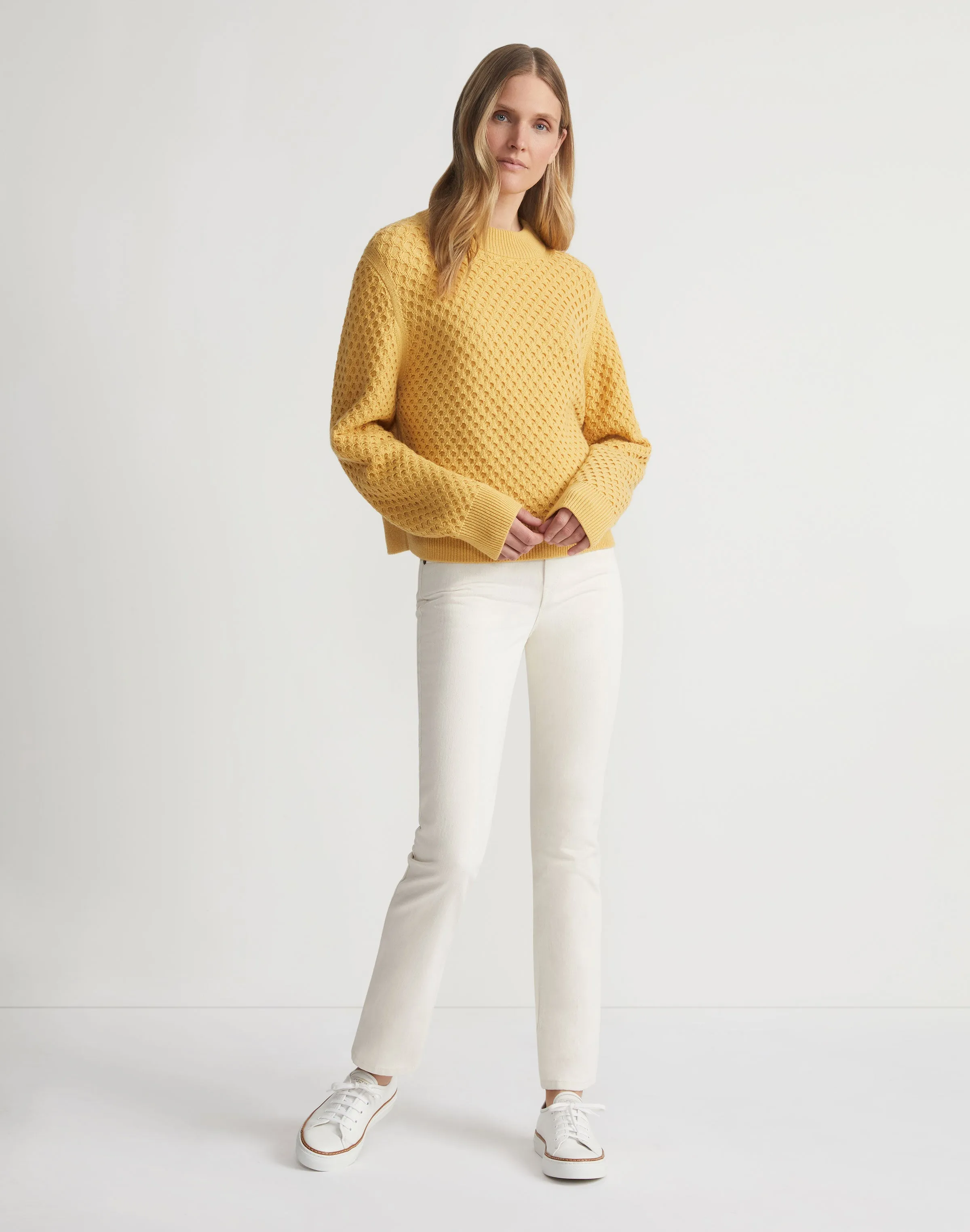 Responsible Wool-Cashmere Textured Stitch Drop Shoulder Sweater