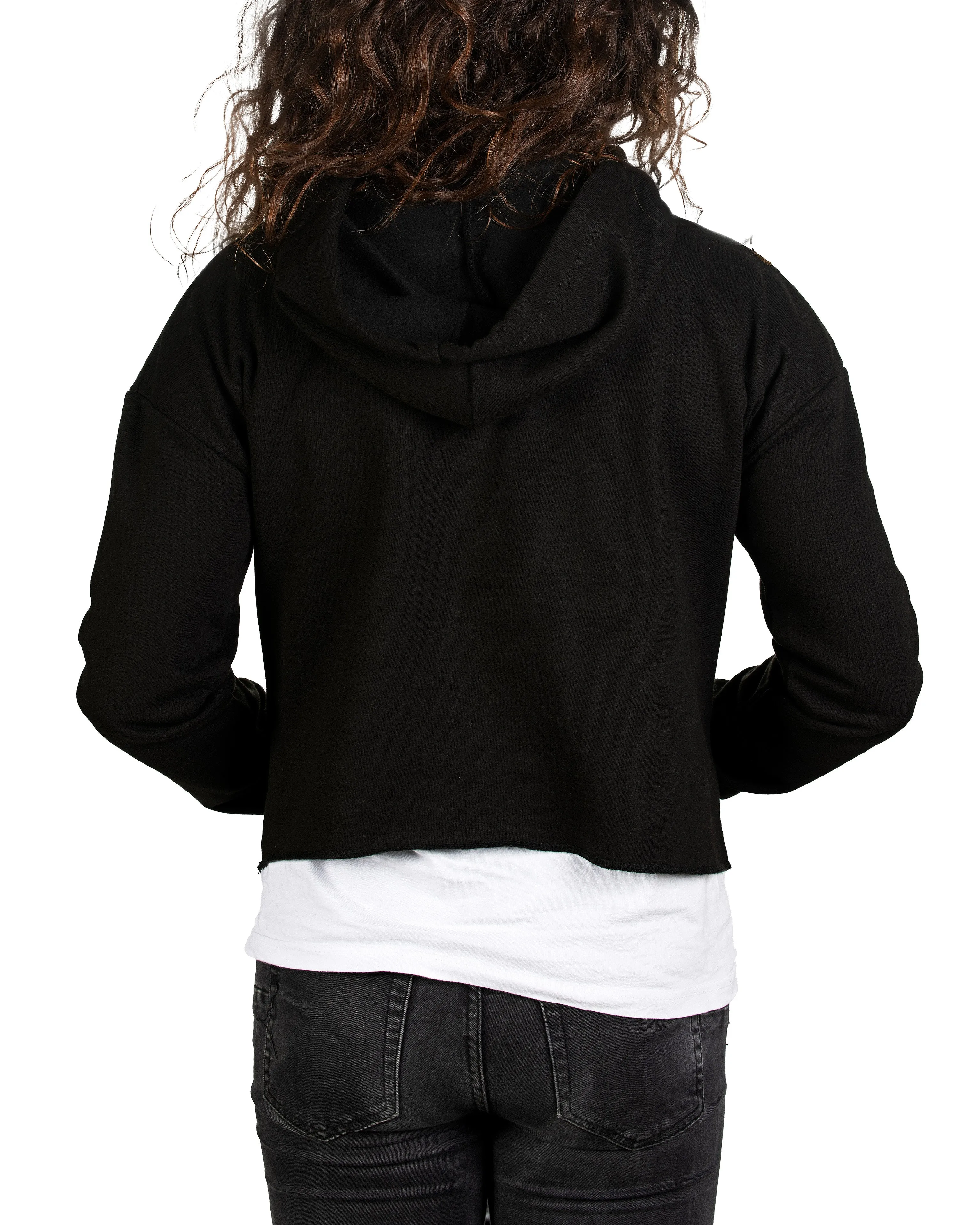 RS Classic Womens Cropped Pocket Hoodie - Black