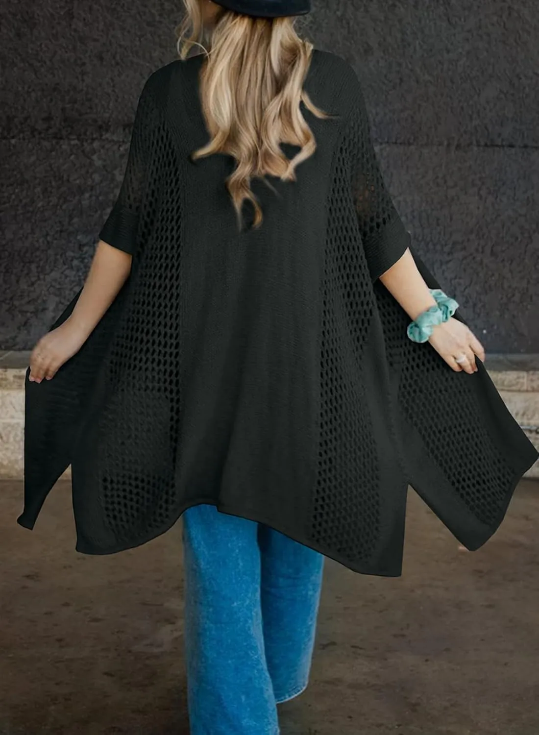 SHEWIN Cardigan Sweaters for Women 3/4 Sleeve Open Front Cover Up Crochet Lightweight Summer Cardigans Sweater