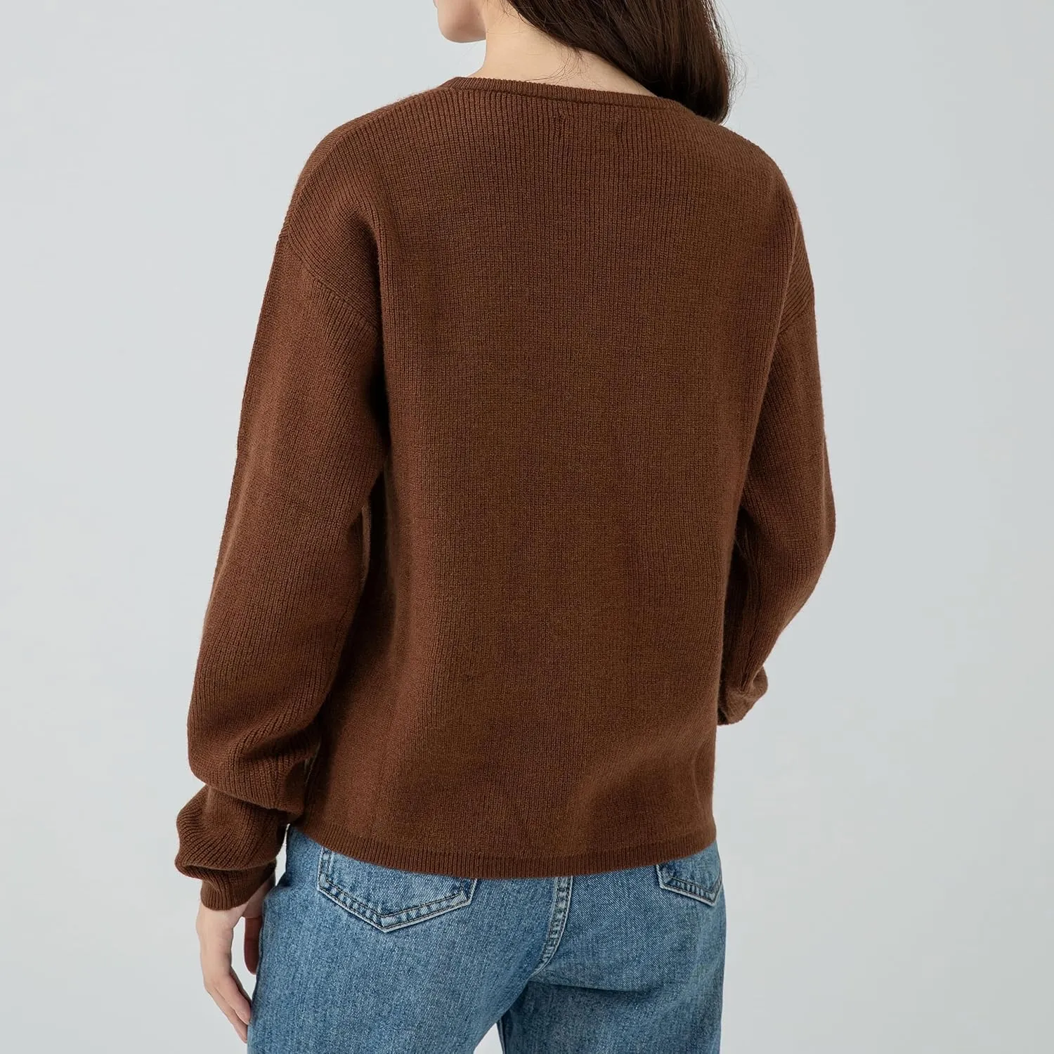 Simple&Opulence Womens Cardigan Button Down Crew Neck Sweater Open Front Long Sleeve Lightweight Knitted Sweaters