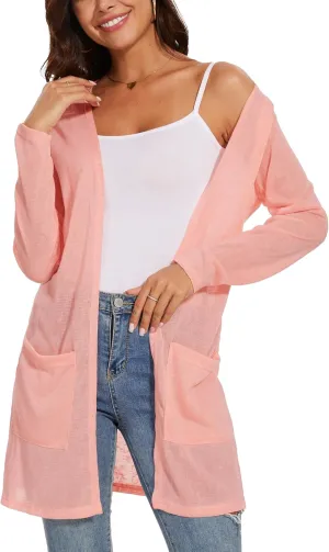 Spicy Sandia Sheer Summer Cardigans for Women Lightweight Open Front Long Sleeve Light Weight Duster Spring Trendy