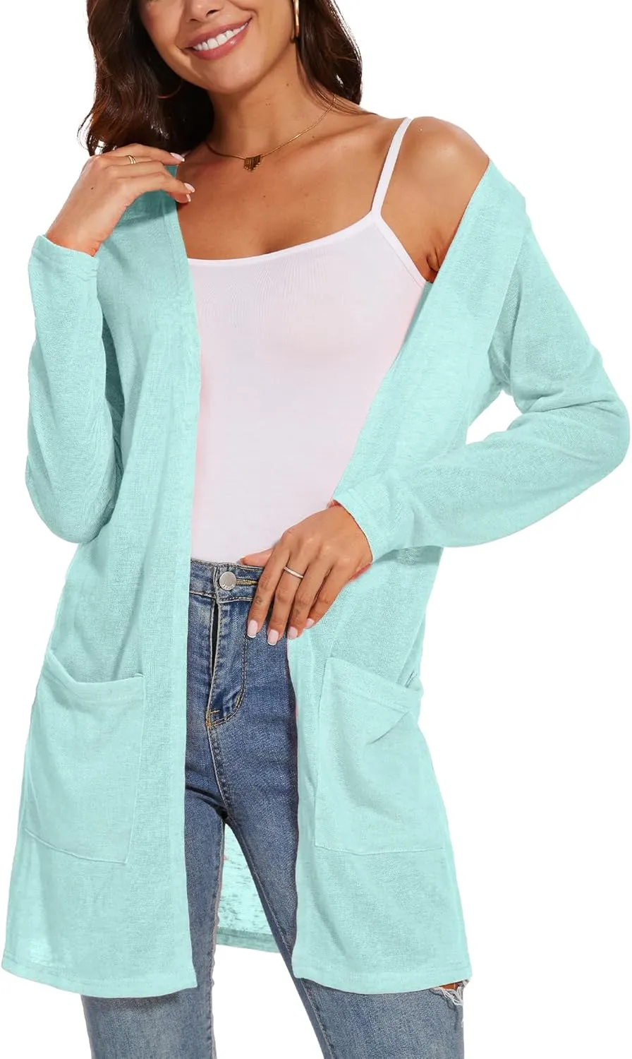 Spicy Sandia Sheer Summer Cardigans for Women Lightweight Open Front Long Sleeve Light Weight Duster Spring Trendy