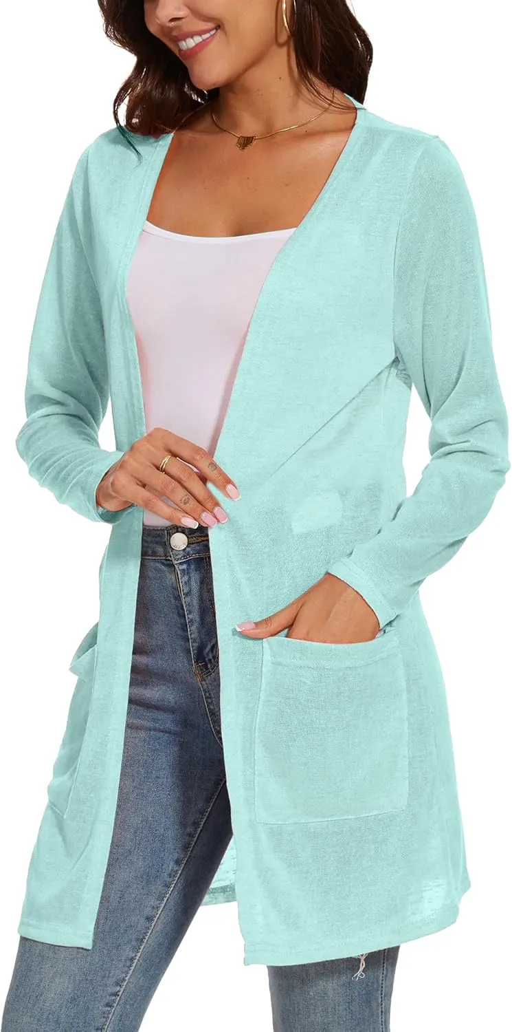 Spicy Sandia Sheer Summer Cardigans for Women Lightweight Open Front Long Sleeve Light Weight Duster Spring Trendy