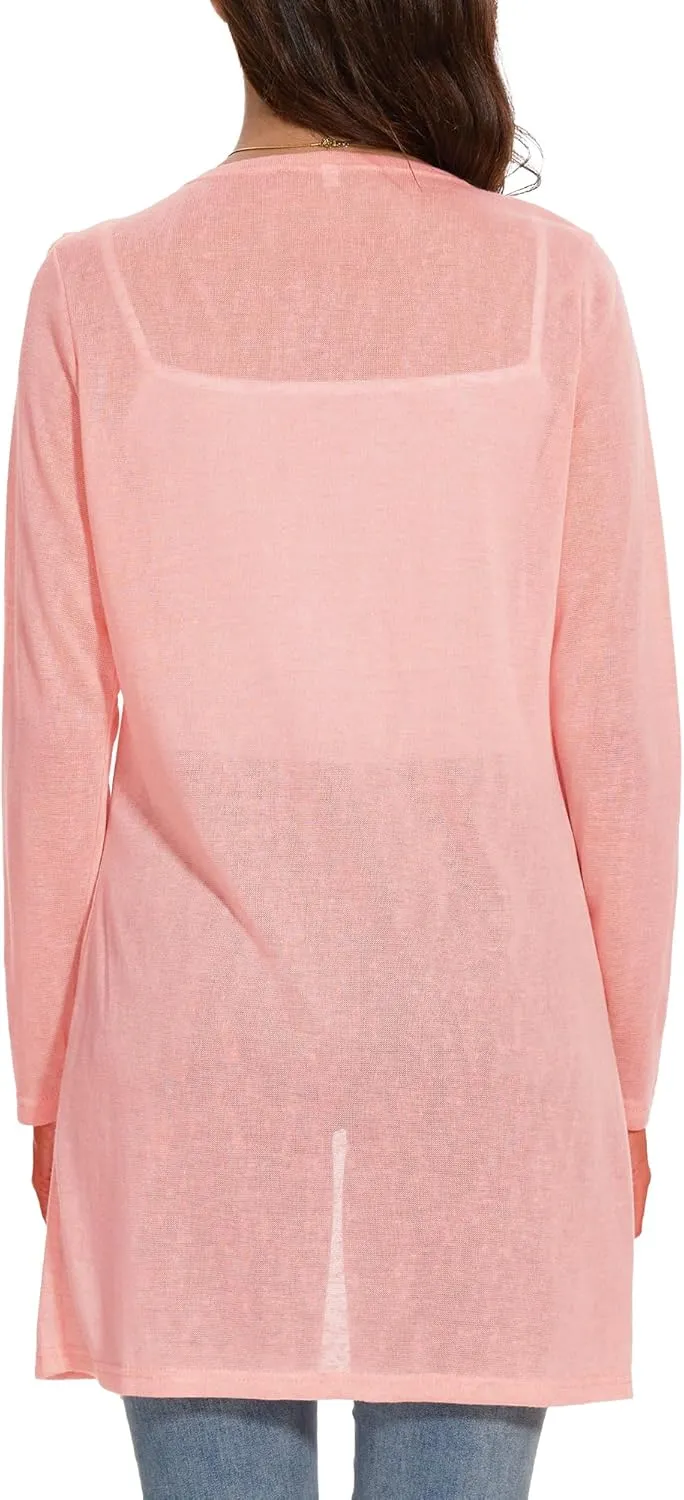 Spicy Sandia Sheer Summer Cardigans for Women Lightweight Open Front Long Sleeve Light Weight Duster Spring Trendy