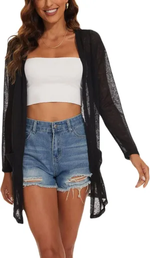 Spicy Sandia Sheer Summer Cardigans for Women Lightweight Open Front Long Sleeve Light Weight Duster Spring Trendy