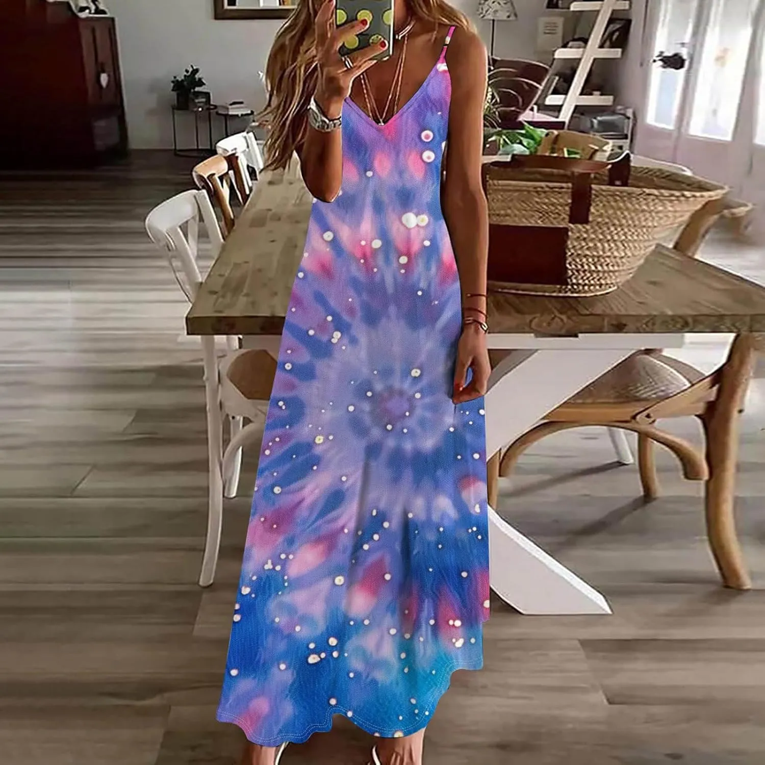 Summer Dresses for Women 2024 Trendy Sexy, Sleeveless Casual V Neck Ruffle Dresses, Lightweight Floral Boho Dress
