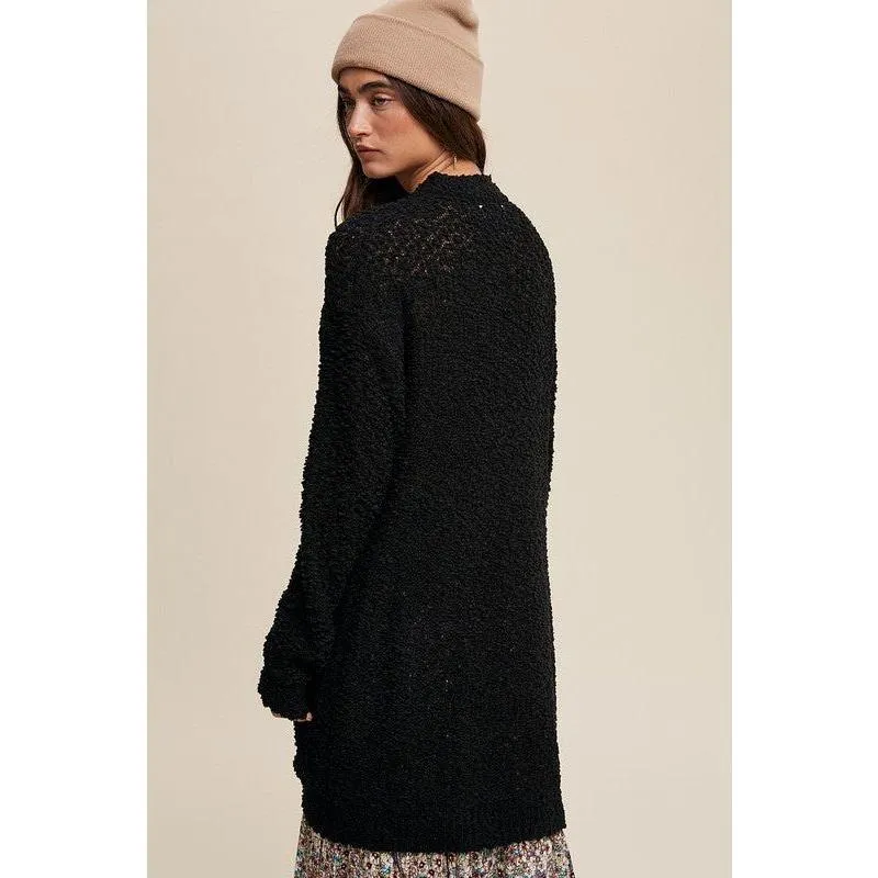 The Popcorn Open Knit Cardigan Sweater in Several Colors