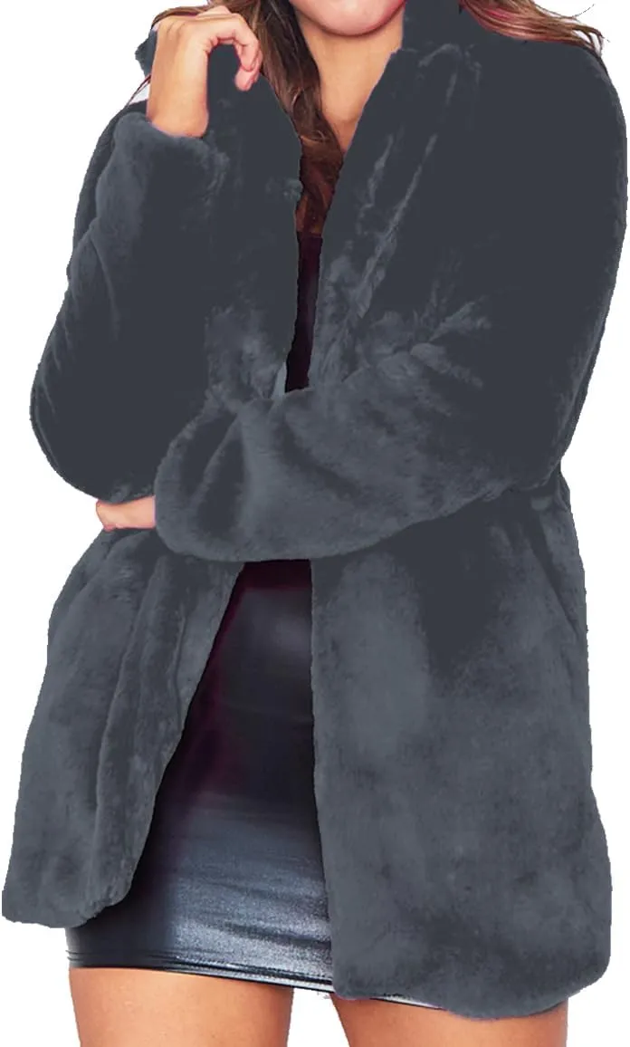 TOPONSKY Womens Winter Warm Lapel Faux Fur With Inner Lining & Buttons Coats