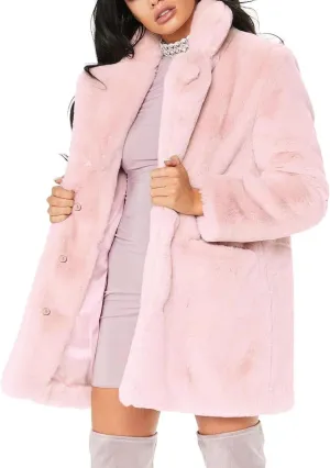 TOPONSKY Womens Winter Warm Lapel Faux Fur With Inner Lining & Buttons Coats