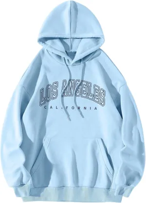 Women's Graphic Oversized Hooded Sweatshirts Fashion Cute Los Angeles California Teen Baggy Vintage Hoodies