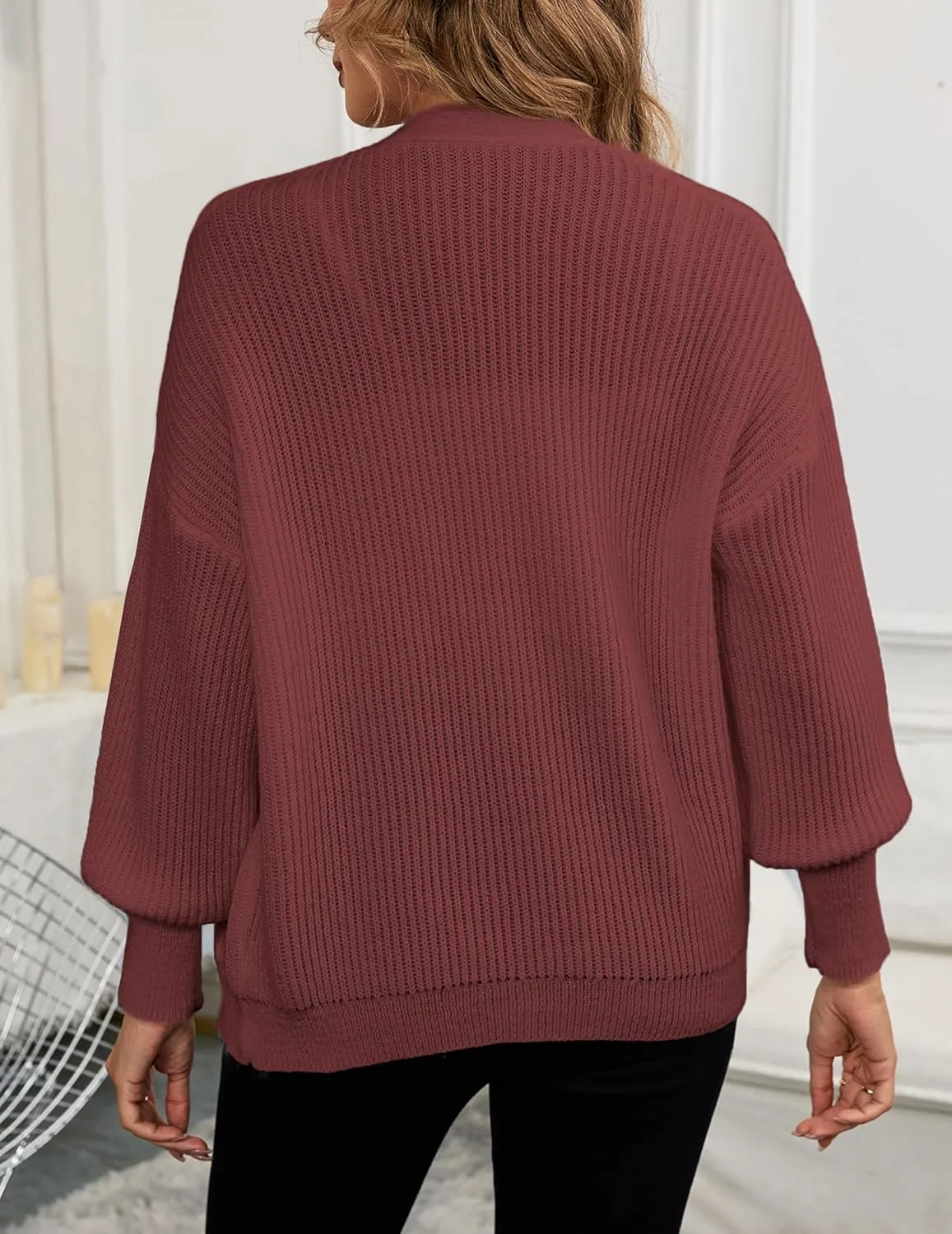 Women's Oversized V Neck Button Cardigan Fall 2024 Ladies Dressy Casual Chunky Ribbed Knit Sweater Cardigans